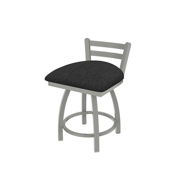 18" Low Back Swivel Vanity Stool, Nickel Finish, Graph Coal Seat
